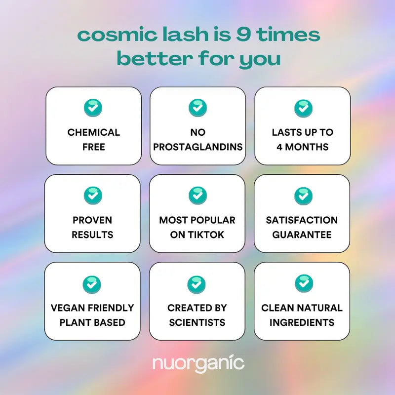 nuorganic Eyelash Growth Serum (8ML) - Developed by Anti-Aging Scientists, Clean, Prostaglandin-Free Formula for Thicker, Longer Lashes, Daily, Repair, Hydrating, Soothing, Suitable for All Skin Types, Eye Treatment Skincare