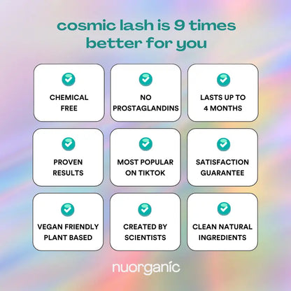 nuorganic Eyelash Growth Serum (8ML) - Developed by Anti-Aging Scientists, Clean, Prostaglandin-Free Formula for Thicker, Longer Lashes, Daily, Repair, Hydrating, Soothing, Suitable for All Skin Types, Eye Treatment Skincare